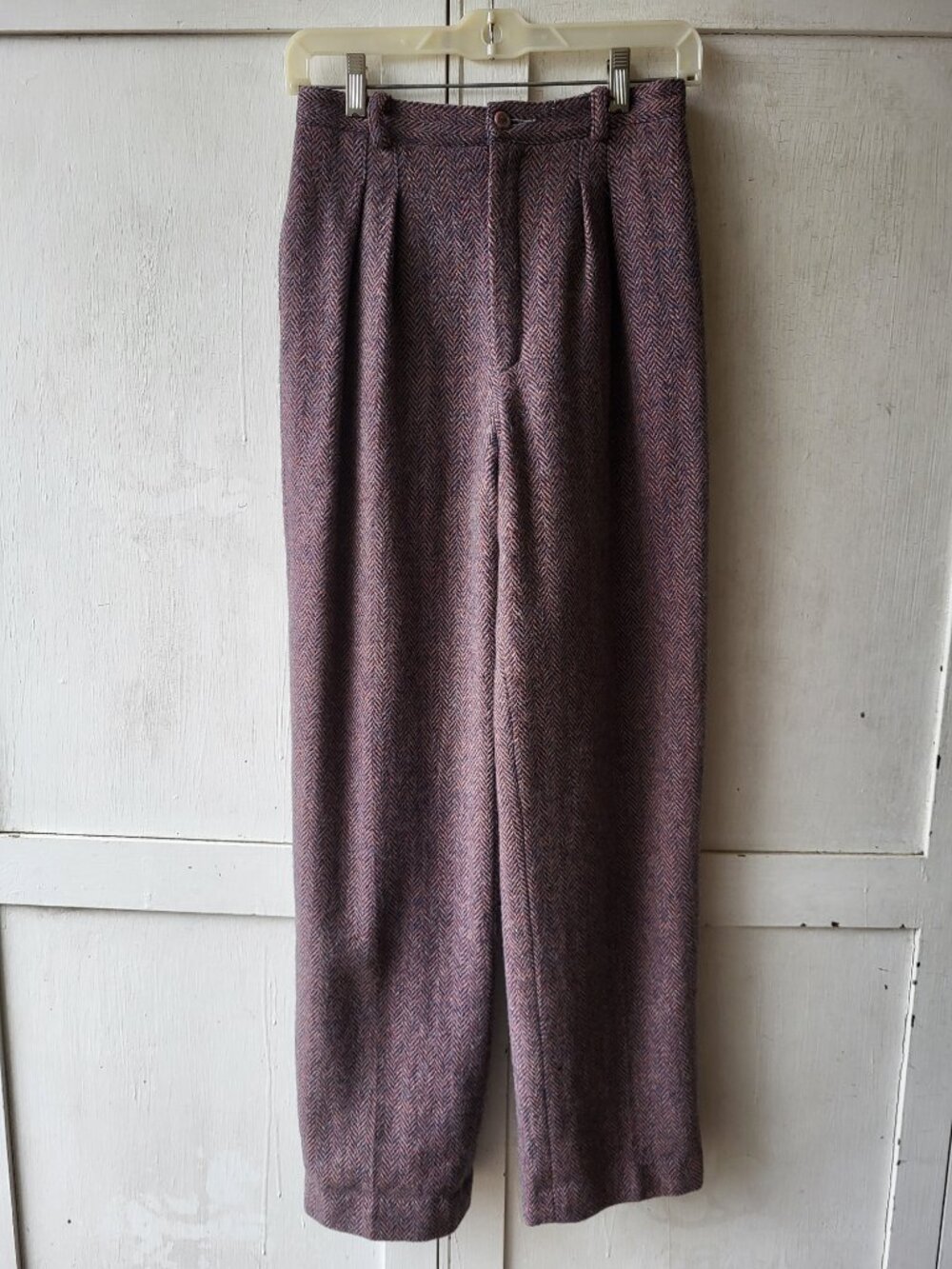 Vintage Nicole Miller Wool Herringbone Highwaisted Pleated Pants Size 6